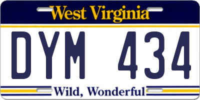 WV license plate DYM434