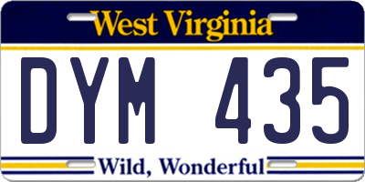 WV license plate DYM435
