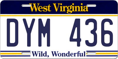 WV license plate DYM436