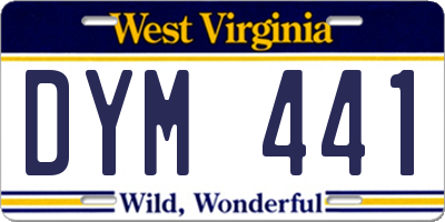 WV license plate DYM441