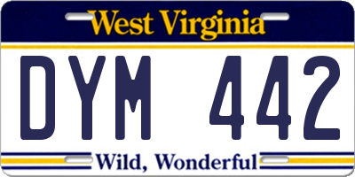 WV license plate DYM442
