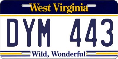 WV license plate DYM443