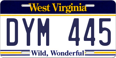 WV license plate DYM445