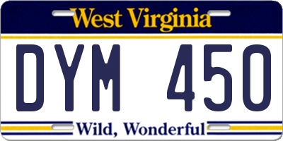 WV license plate DYM450