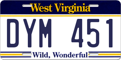 WV license plate DYM451