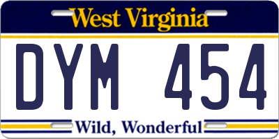 WV license plate DYM454