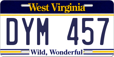WV license plate DYM457