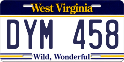 WV license plate DYM458
