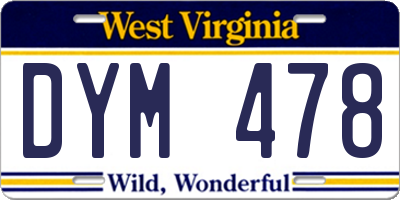 WV license plate DYM478