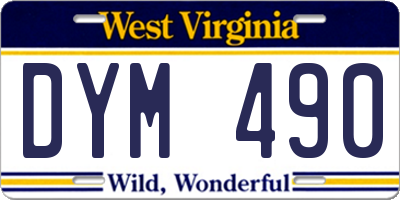 WV license plate DYM490