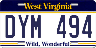 WV license plate DYM494