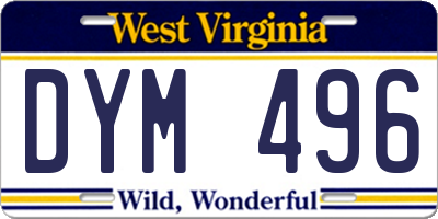 WV license plate DYM496