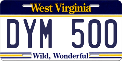 WV license plate DYM500