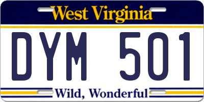 WV license plate DYM501