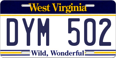 WV license plate DYM502
