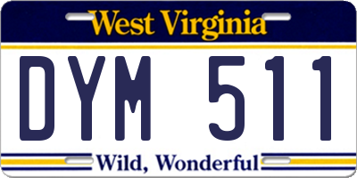 WV license plate DYM511