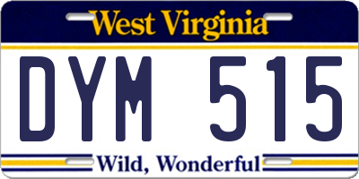 WV license plate DYM515