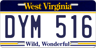 WV license plate DYM516