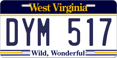 WV license plate DYM517