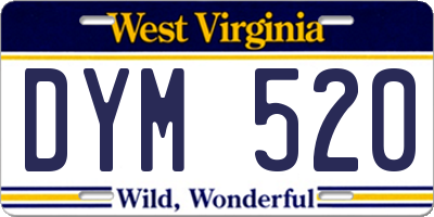 WV license plate DYM520