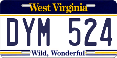 WV license plate DYM524