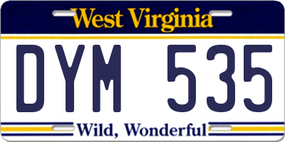WV license plate DYM535