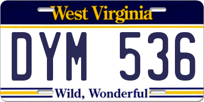 WV license plate DYM536