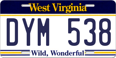 WV license plate DYM538