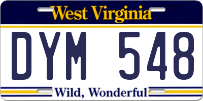 WV license plate DYM548