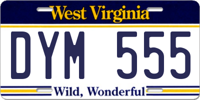 WV license plate DYM555