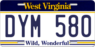 WV license plate DYM580