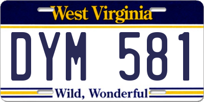 WV license plate DYM581