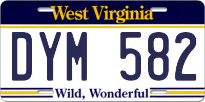 WV license plate DYM582