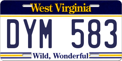 WV license plate DYM583