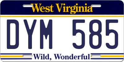 WV license plate DYM585
