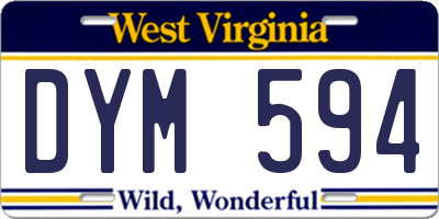 WV license plate DYM594