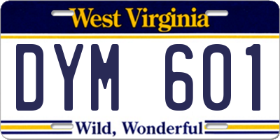 WV license plate DYM601