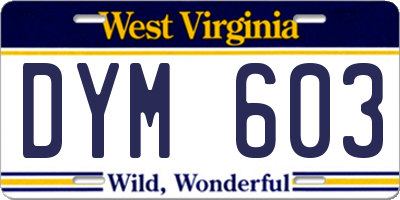 WV license plate DYM603