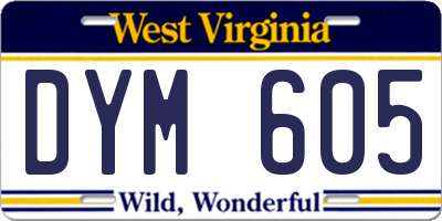 WV license plate DYM605