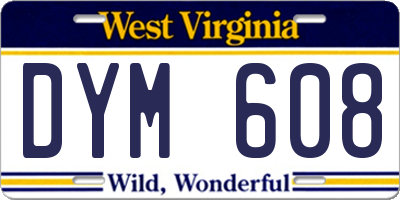 WV license plate DYM608