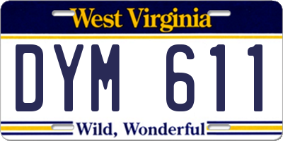 WV license plate DYM611