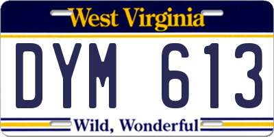 WV license plate DYM613