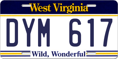 WV license plate DYM617