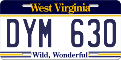 WV license plate DYM630