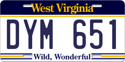 WV license plate DYM651