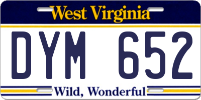 WV license plate DYM652