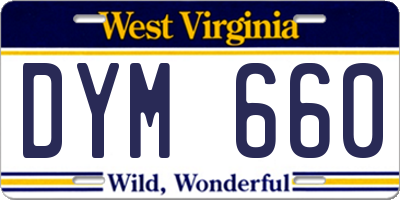 WV license plate DYM660