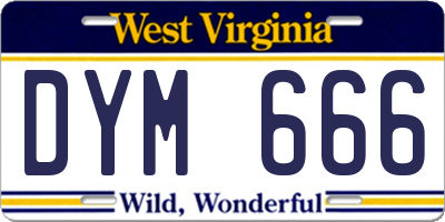 WV license plate DYM666