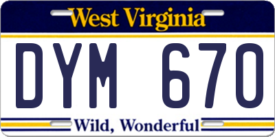 WV license plate DYM670
