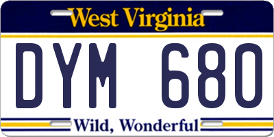WV license plate DYM680
